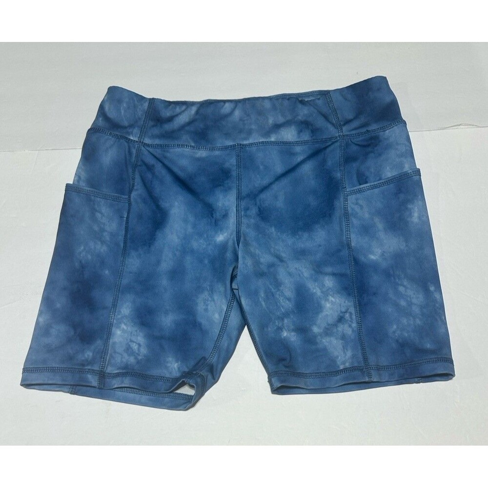 Athletic Works Blue Tie Dye Biker Shorts with Pockets Girls Size L (10-12)